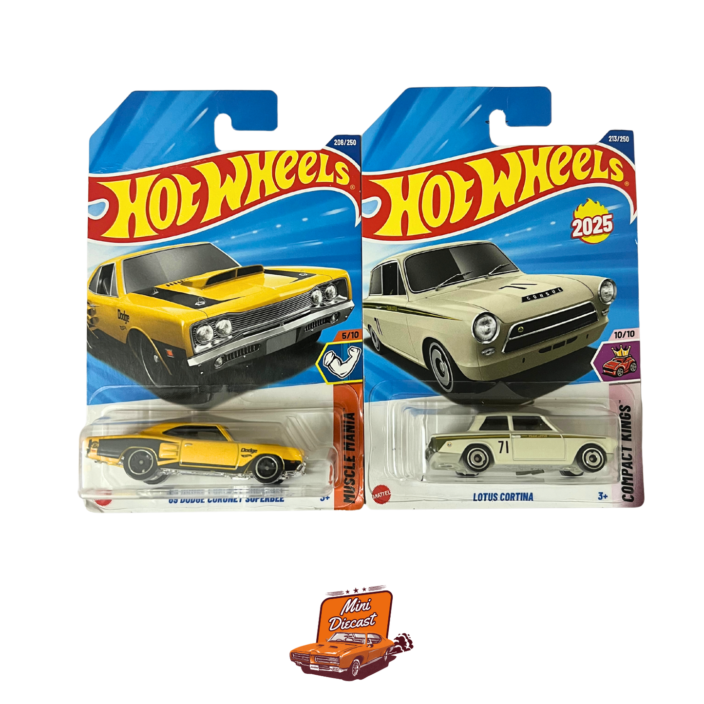 Hot Wheels Mainline (Set of 2) – ’69 Dodge Coronet Super Bee / Lotus Cortina