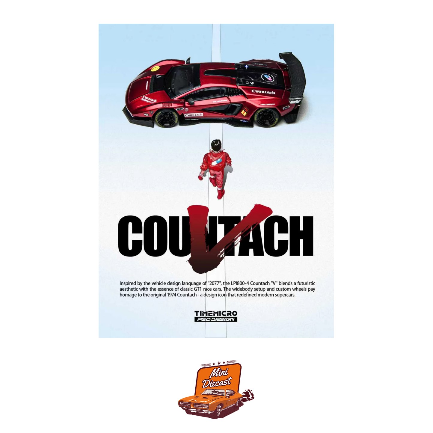 Time Micro × PSC Design Lamborghini Countach "V" Scarlet (TM647705)