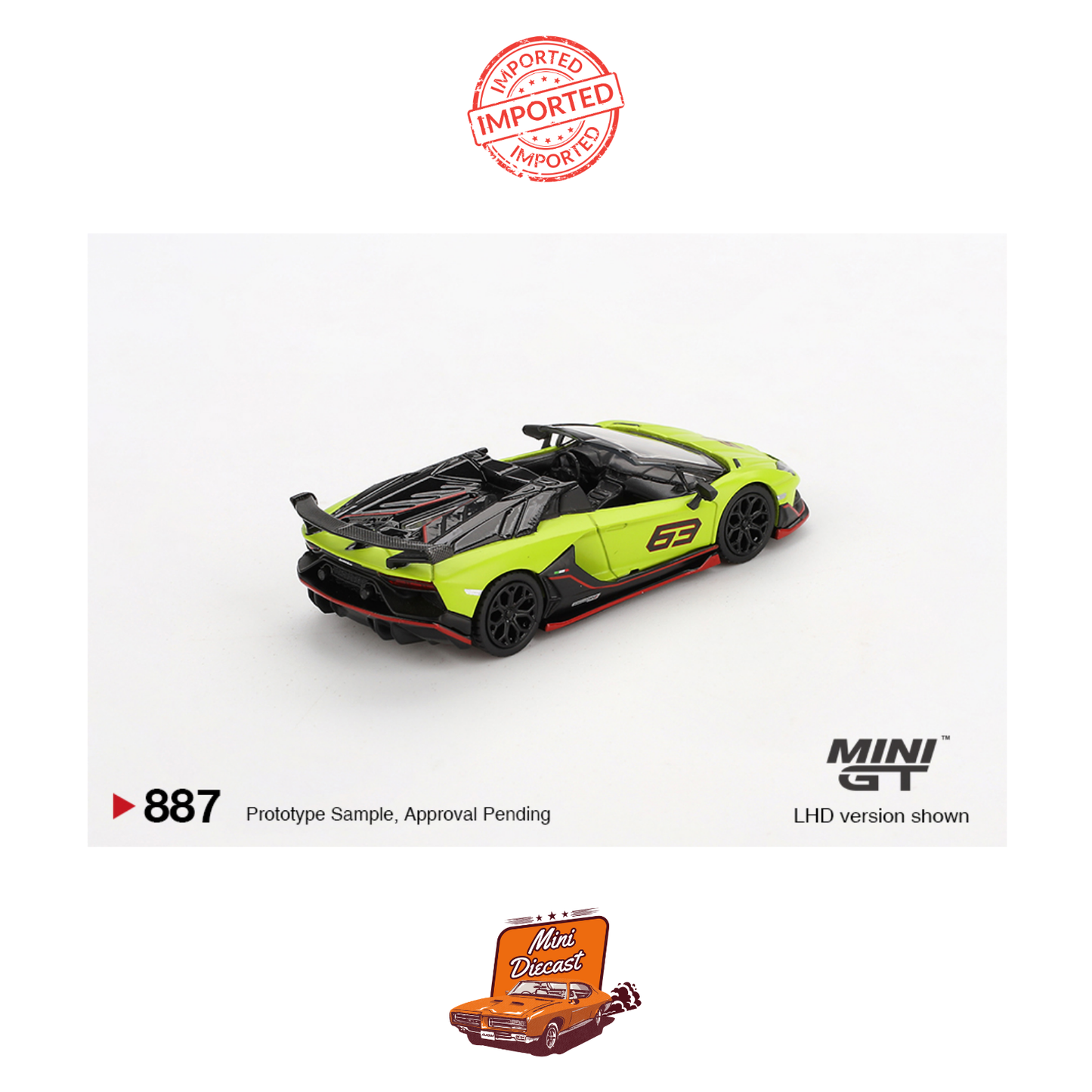 Mini GT #887 Lamborghini Aventador SVJ 63 Roadster (Verde Shock)