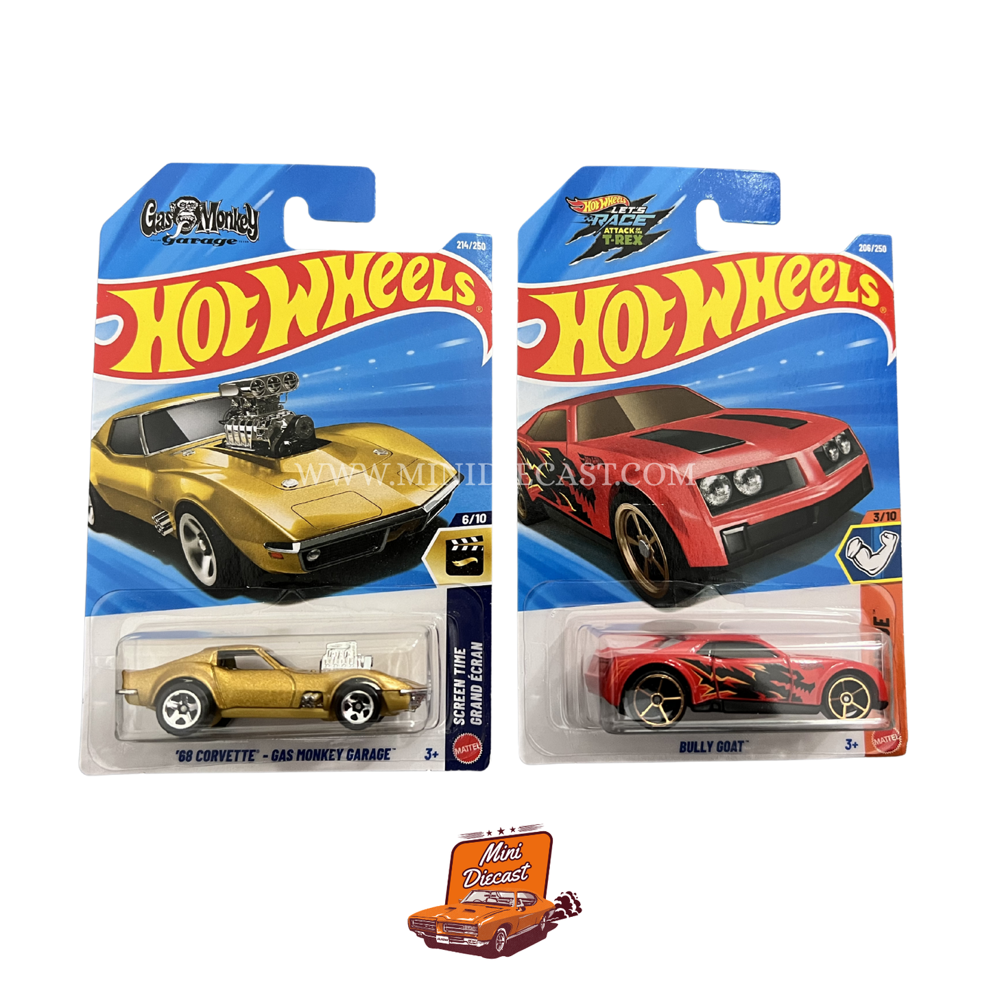 Hot Wheels Mainline (Set of 2) – '68 Corvette – Gas Monkey Garage / Bully Goat