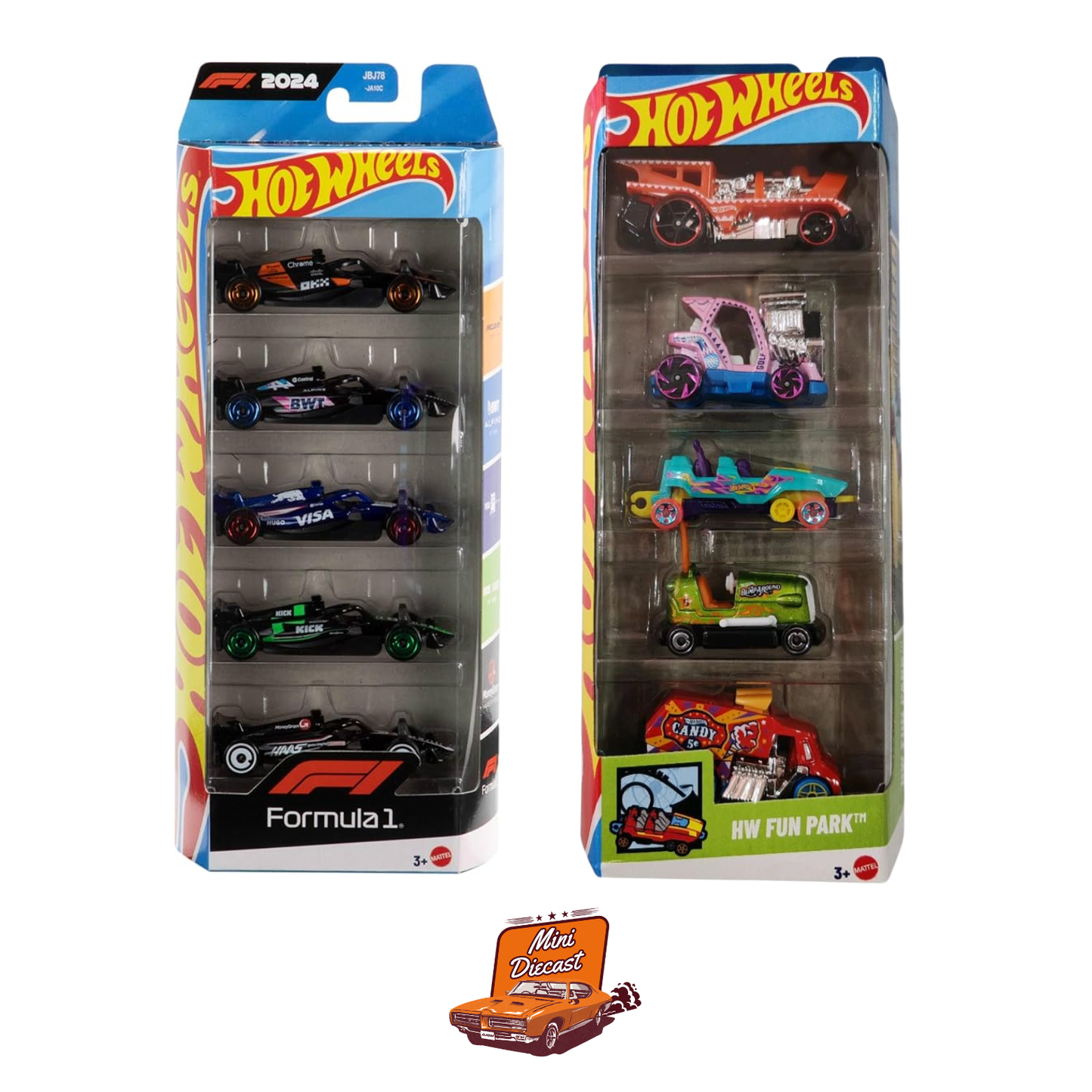 Hot Wheels 5 Pack (2x) – Formula 1 (F1) / HW Fun Park
