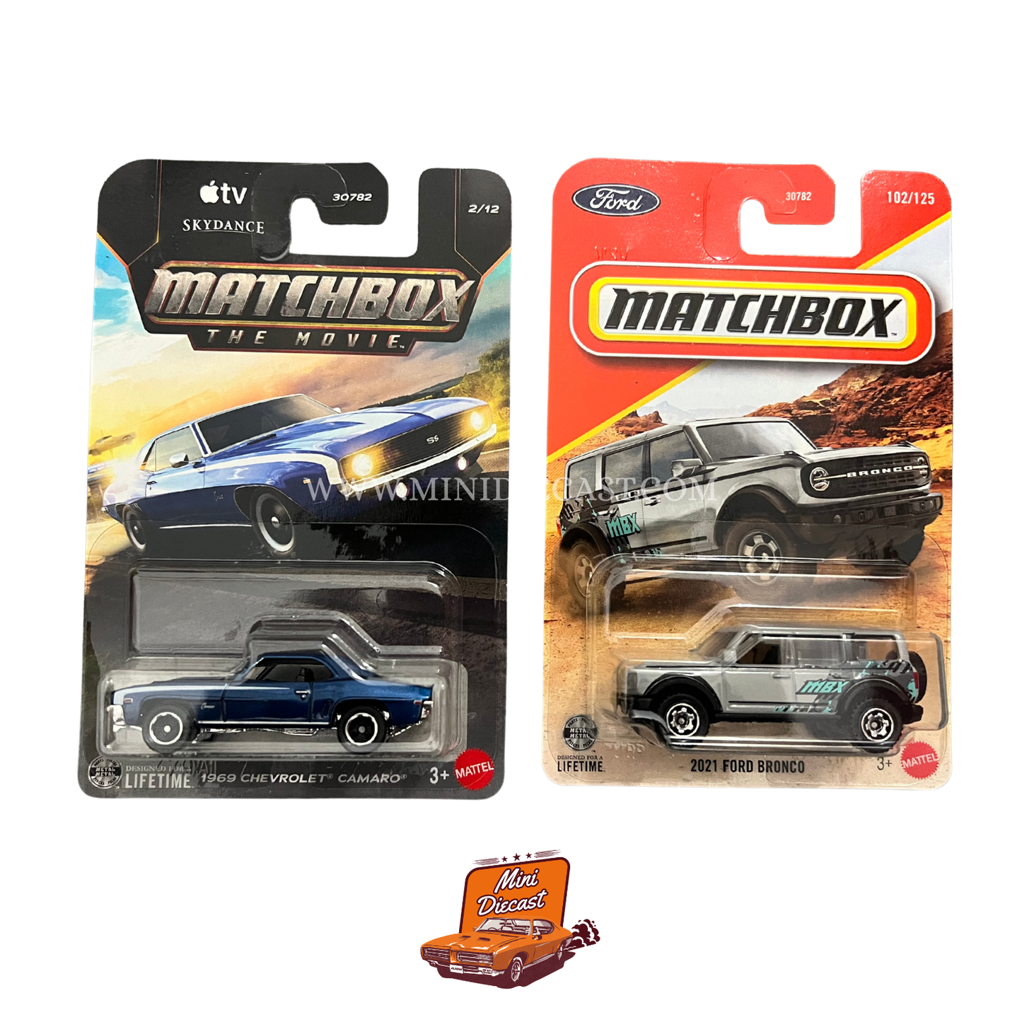 Matchbox (Set of 2) – 1969 Chevrolet Camaro / 2021 Ford Bronco