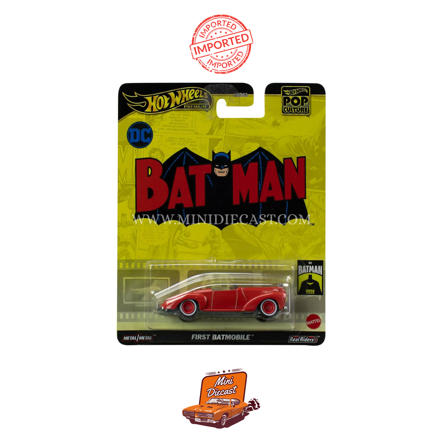 Hot Wheels Premium Pop Culture DC Batman – First Batmobile (Red) (Imported)