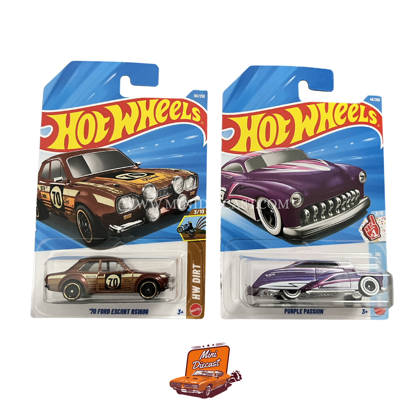 Hot Wheels Mainline (Set of 2) – ’70 Ford Escort RS1600 / Purple Passion