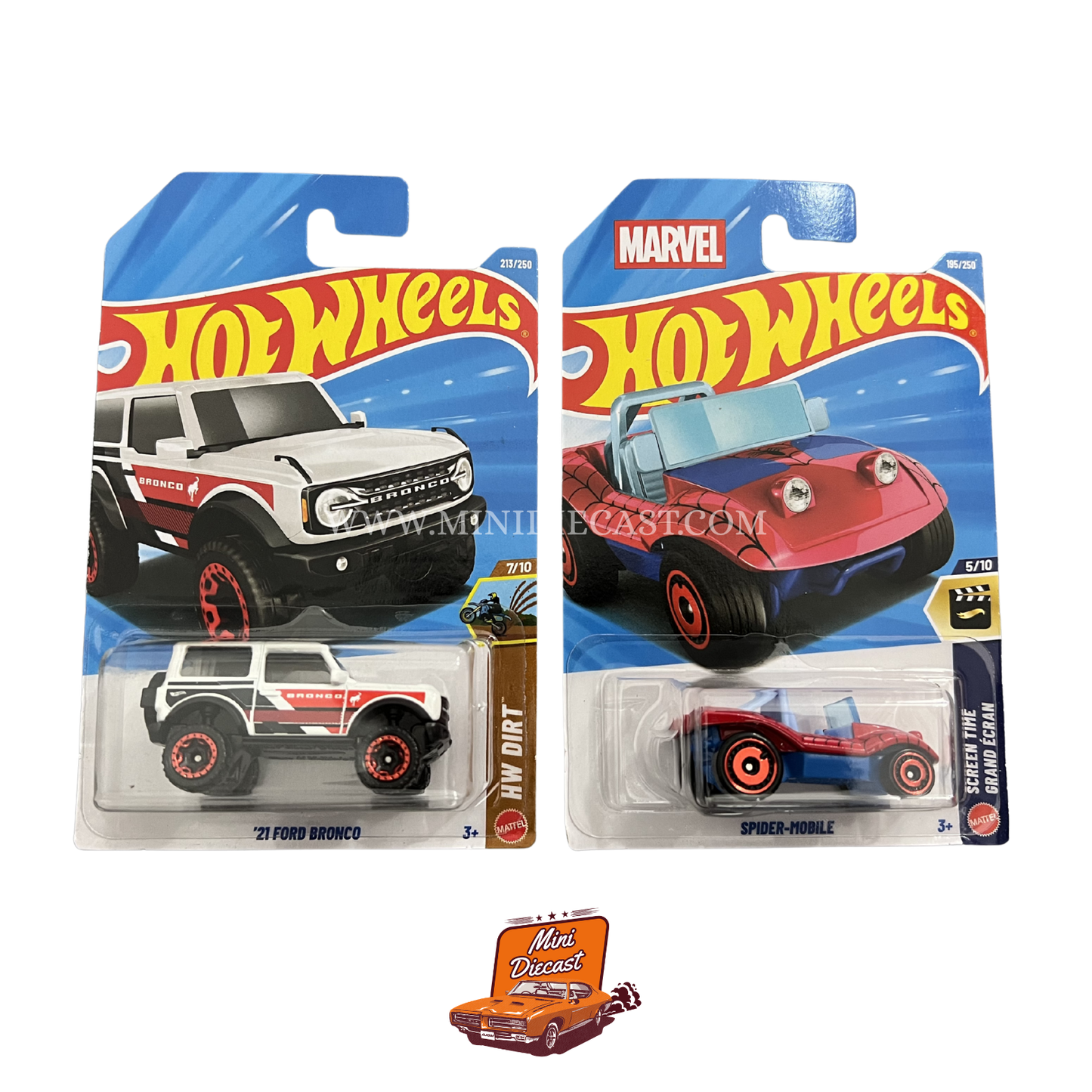 Hot Wheels Mainline (Set of 2) – '21 Ford Bronco / Spider-Mobile