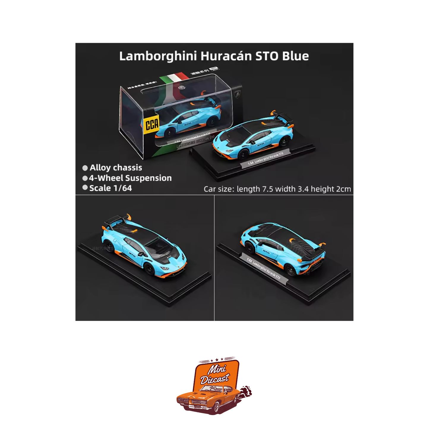 CCA Lamborghini Huracán STO Blue (With Acrylic Case)