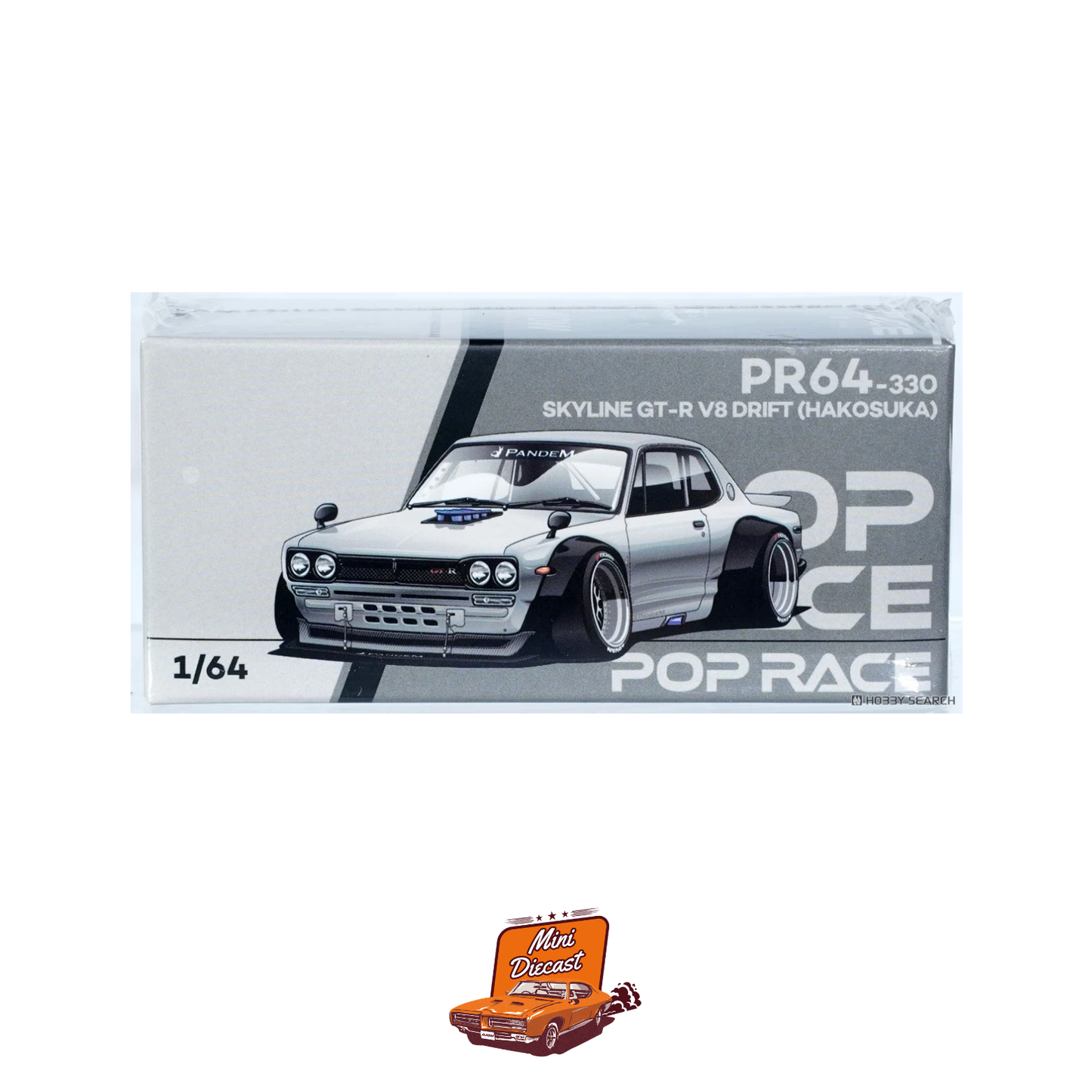 Pop Race Skyline GT-R V8 Drift (Hakosuka) Silver Chrome (PR64-330)