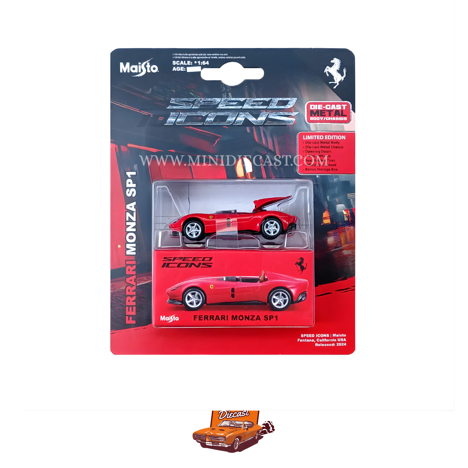 Maisto Speed Icons – Ferrari Monza SP1 (1:64 Scale, Imported