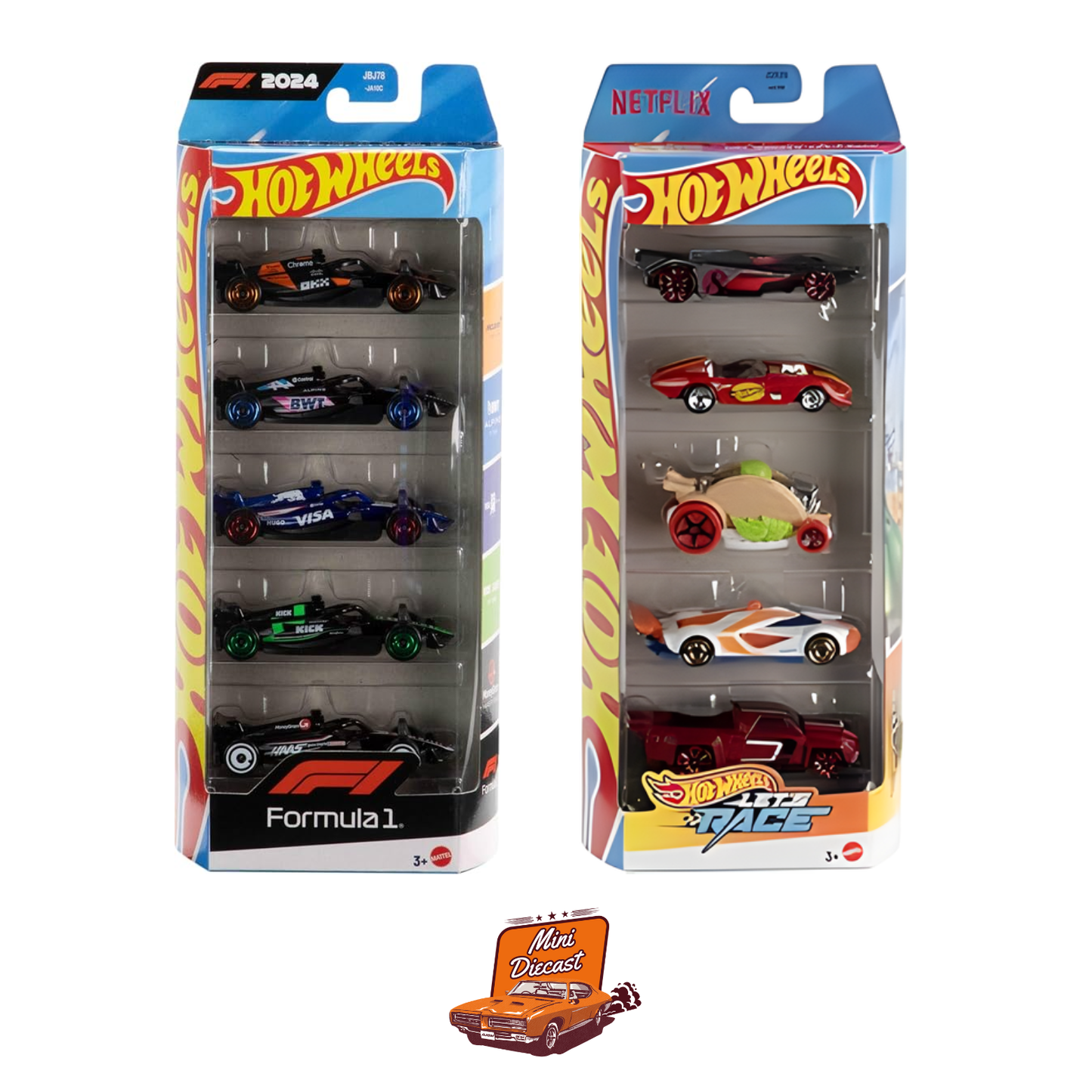Hot Wheels 5 Pack (2x) – Formula 1 (F1) / Let’s Race Netflix
