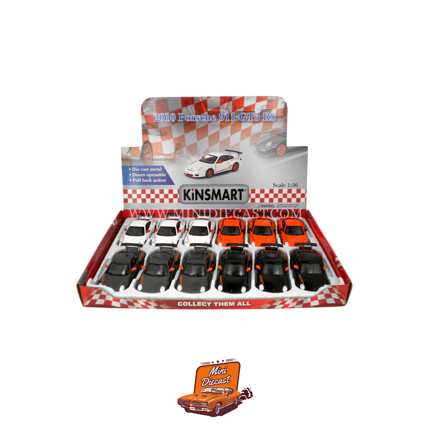 Kinsmart 2010 Porsche 911 GT3 RS – 1:36 Scale Orange