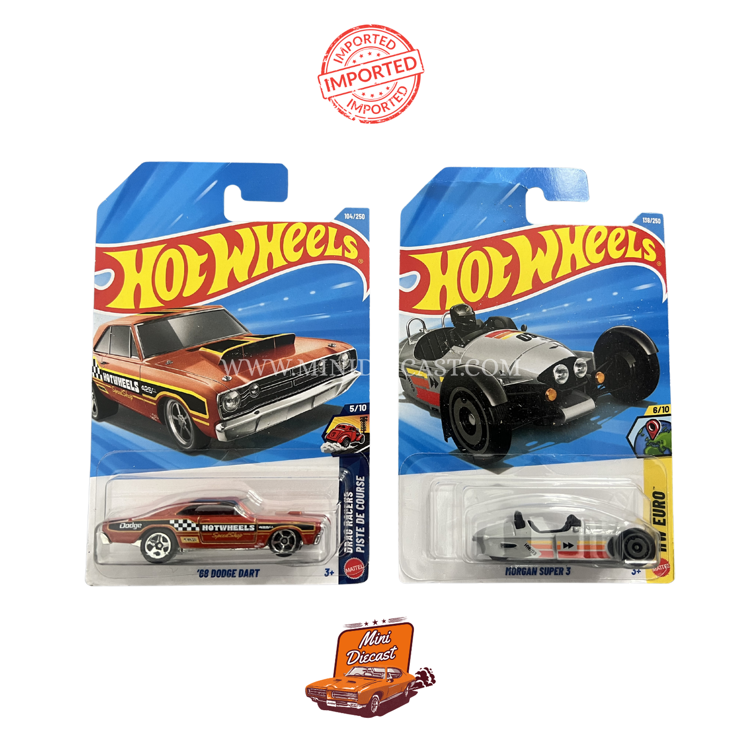 Hot Wheels Mainline (Set of 2) – '68 Dodge Dart / Morgan Super 3 (Imported)