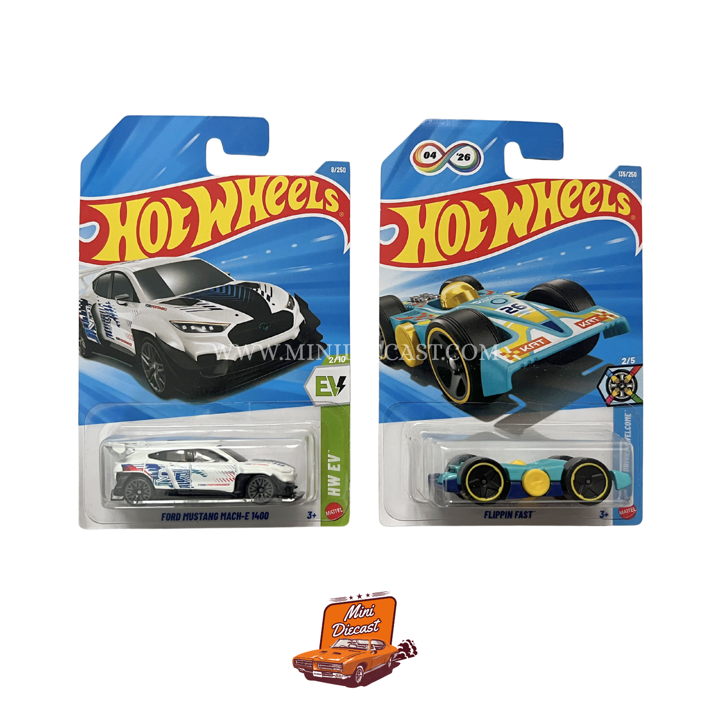 Hot Wheels Mainline (Set of 2) – Ford Mustang Mach-E 1400 / Flippin Fast