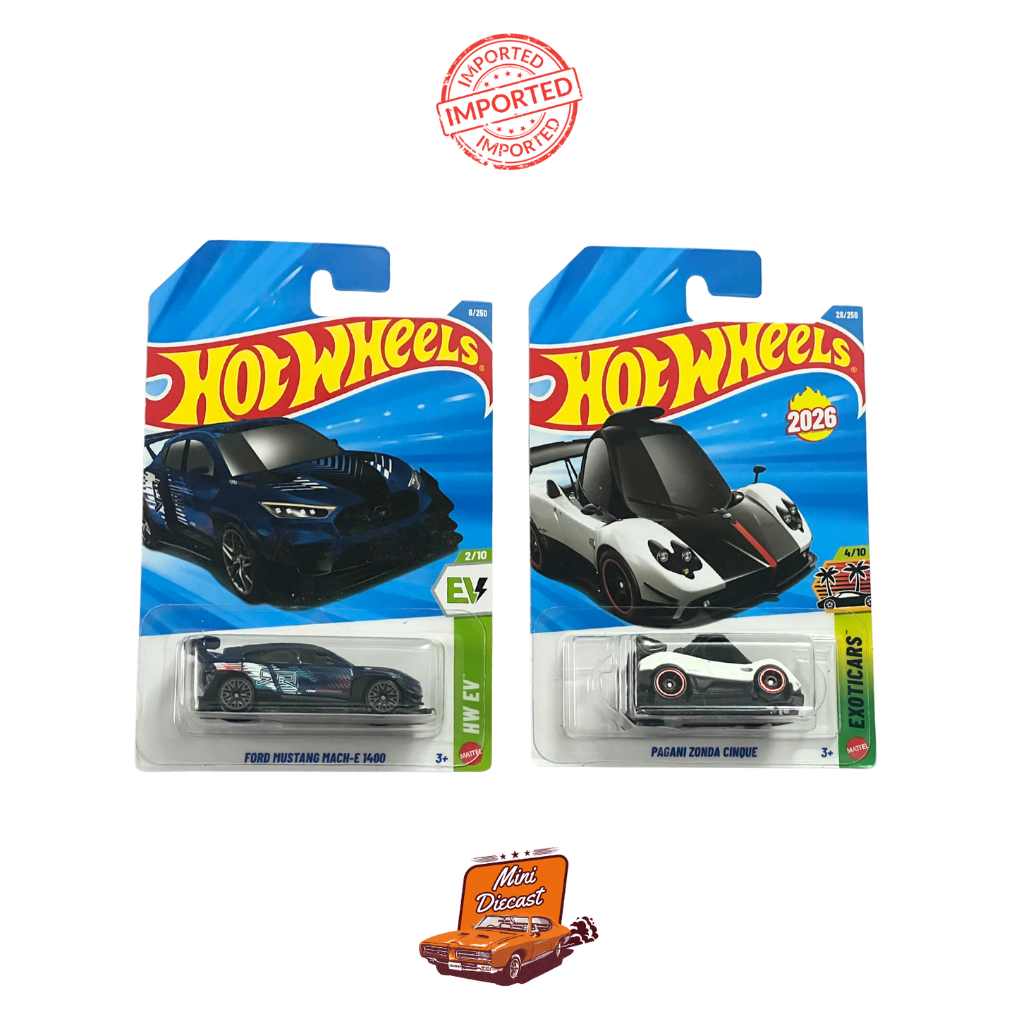 Hot Wheels Mainline (Set of 2) – Ford Mustang Mach-E 1400 / Pagani Zonda Cinque (Imported)