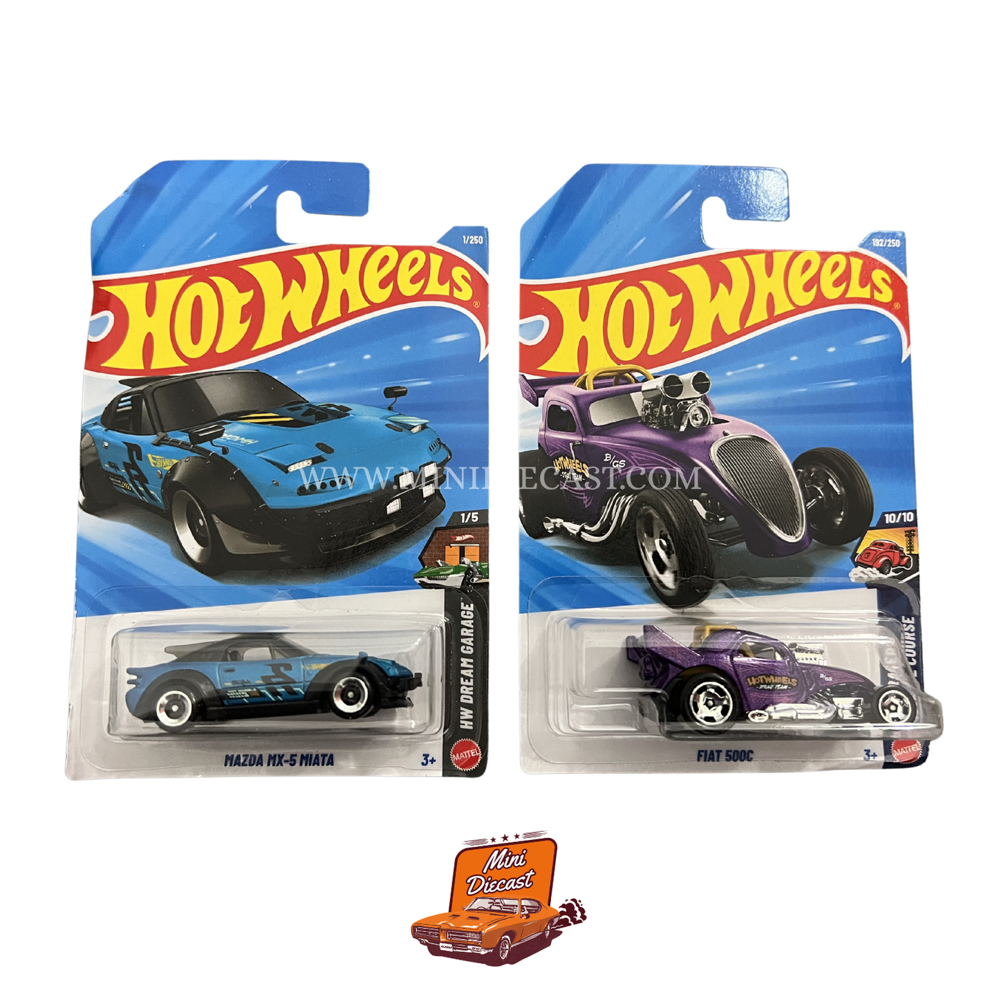 Hot Wheels Mainline (Set of 2) – Mazda MX-5 Miata / Fiat 500C