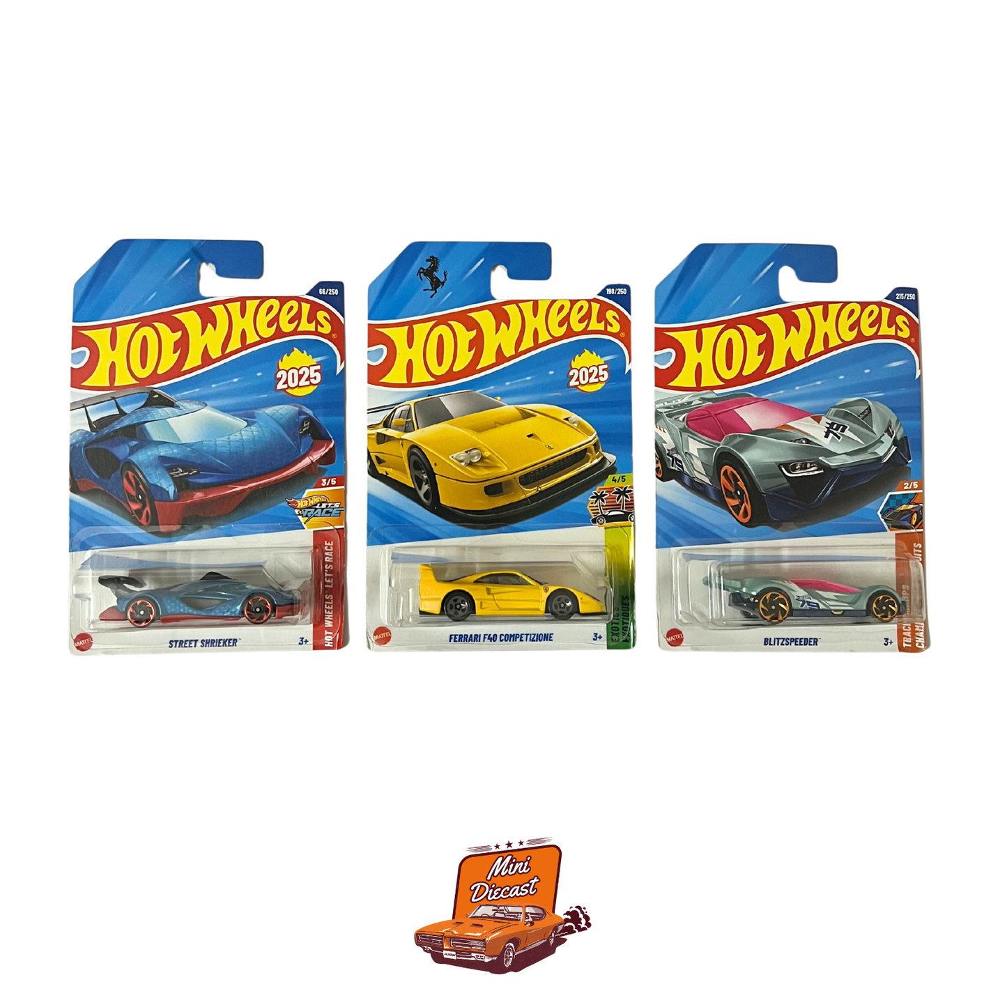 Hot Wheels Mainline (Set of 3) – Street Shrieker / Ferrari F40 Competizione / Blitzspeeder