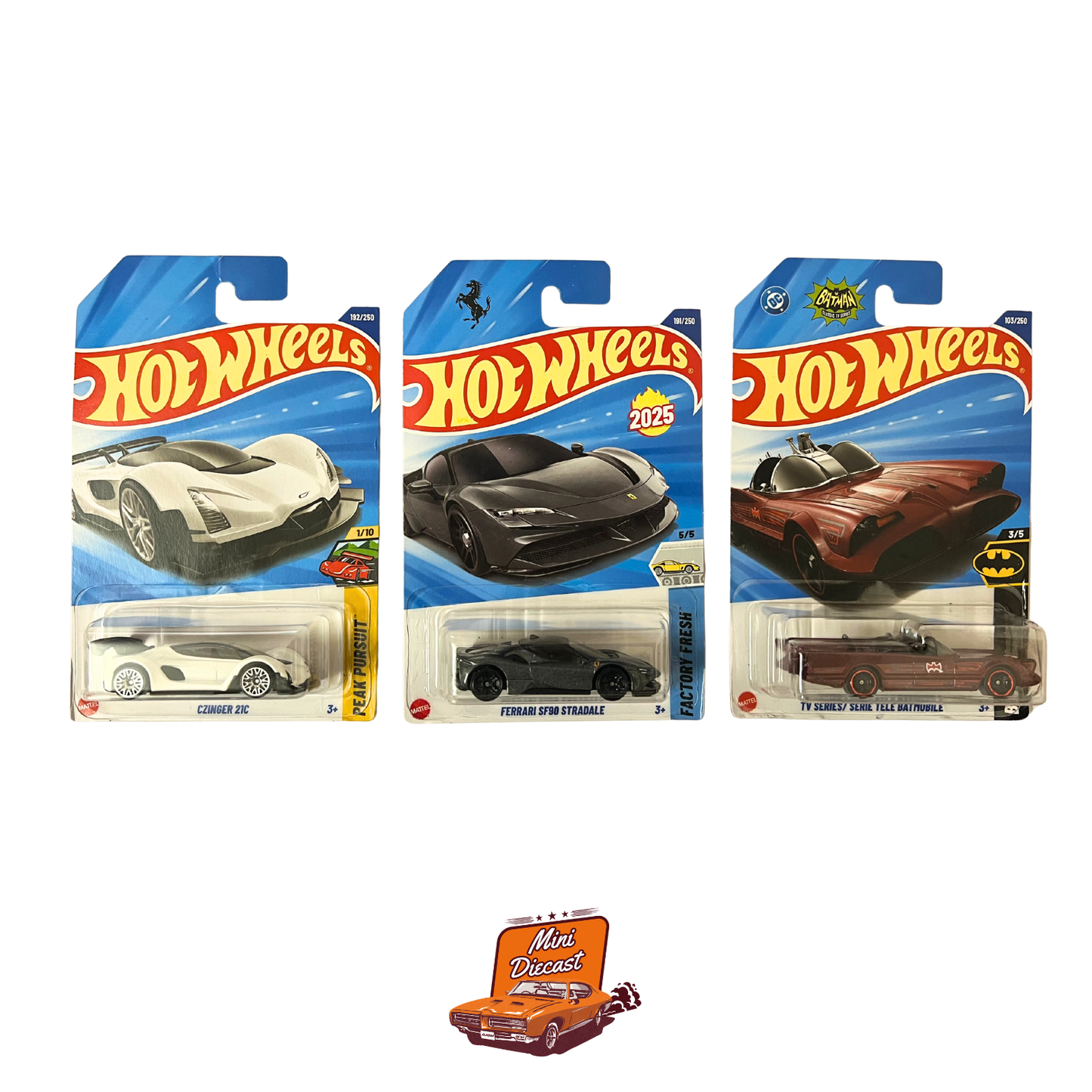Hot Wheels Mainline (Set of 3) – Czinger 21C / Ferrari SF90 Stradale / Batman TV Series