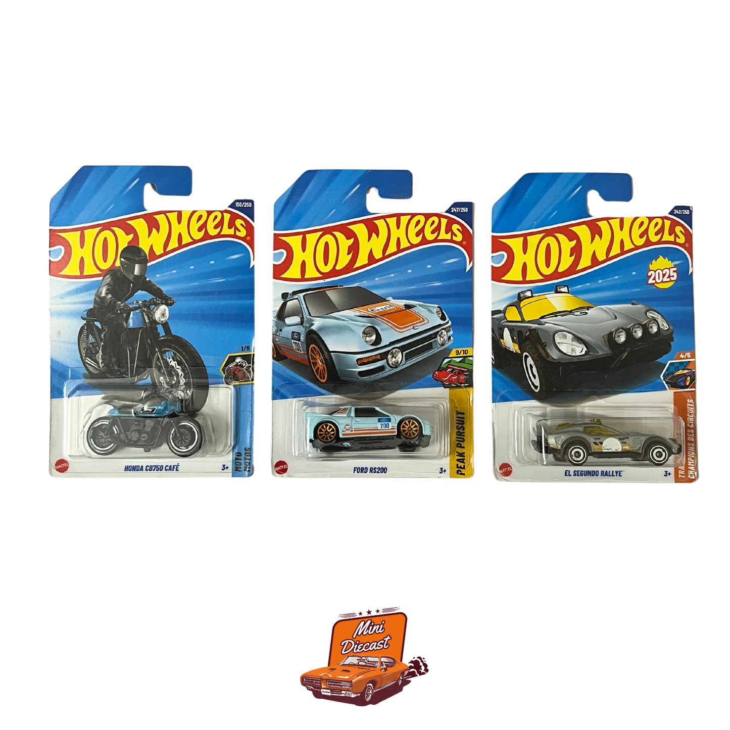 Hot Wheels Mainline (Set of 3) – Honda CB750 / Ford RS200 / El Segundo Rallye