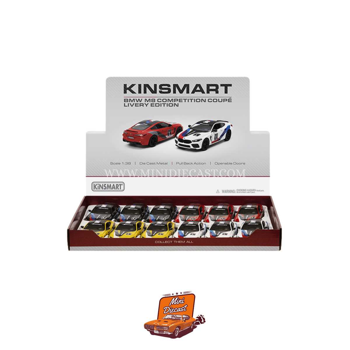 Kinsmart BMW M8 Competition Coupe (Livery Edition) – 1:38 Scale Yellow