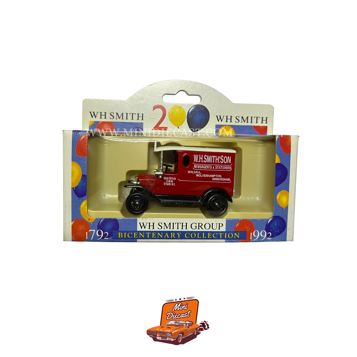 Lledo Days Gone Vintage Models 1920 Model 'T' Ford Delivery Van 200th Bicentenary (1792-1992) W.H. Smith & Son – vintage Lledo Days Gone diecast model, SKU LDGB6-42; box condition Good