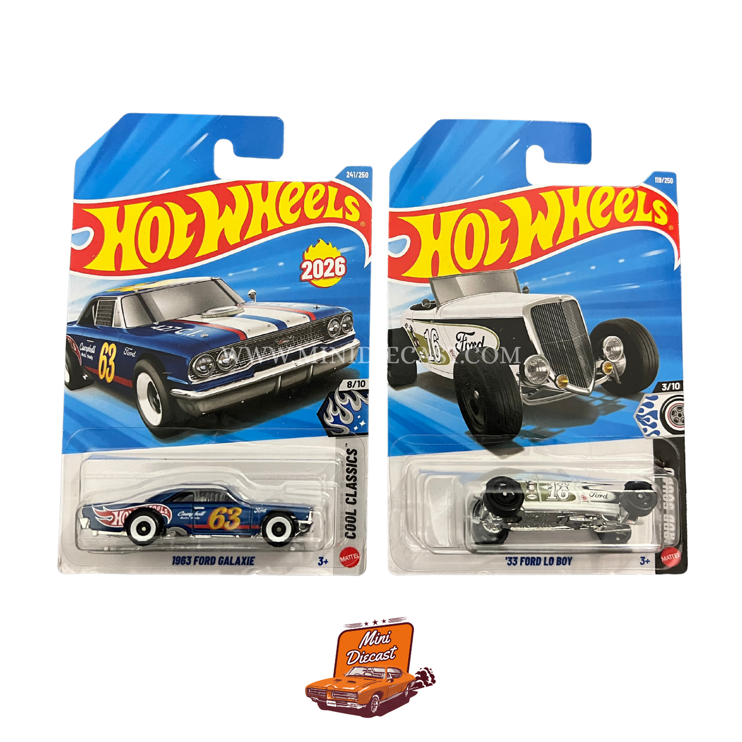 Hot Wheels Mainline (Set of 2) – 1963 Ford Galaxie / '33 Ford Lo-Boy
