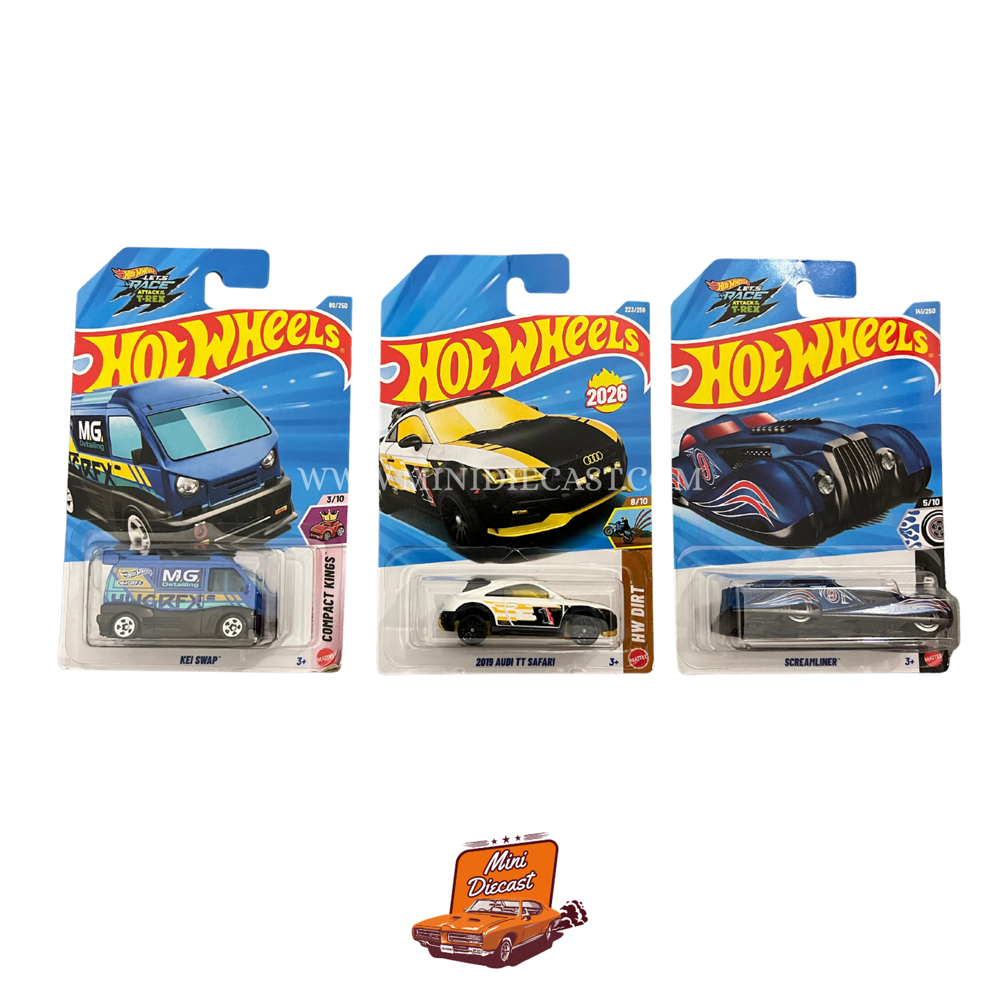 Hot Wheels Mainline (Set of 3) – Kei Swap / 2019 Audi TT Safari / Screamliner