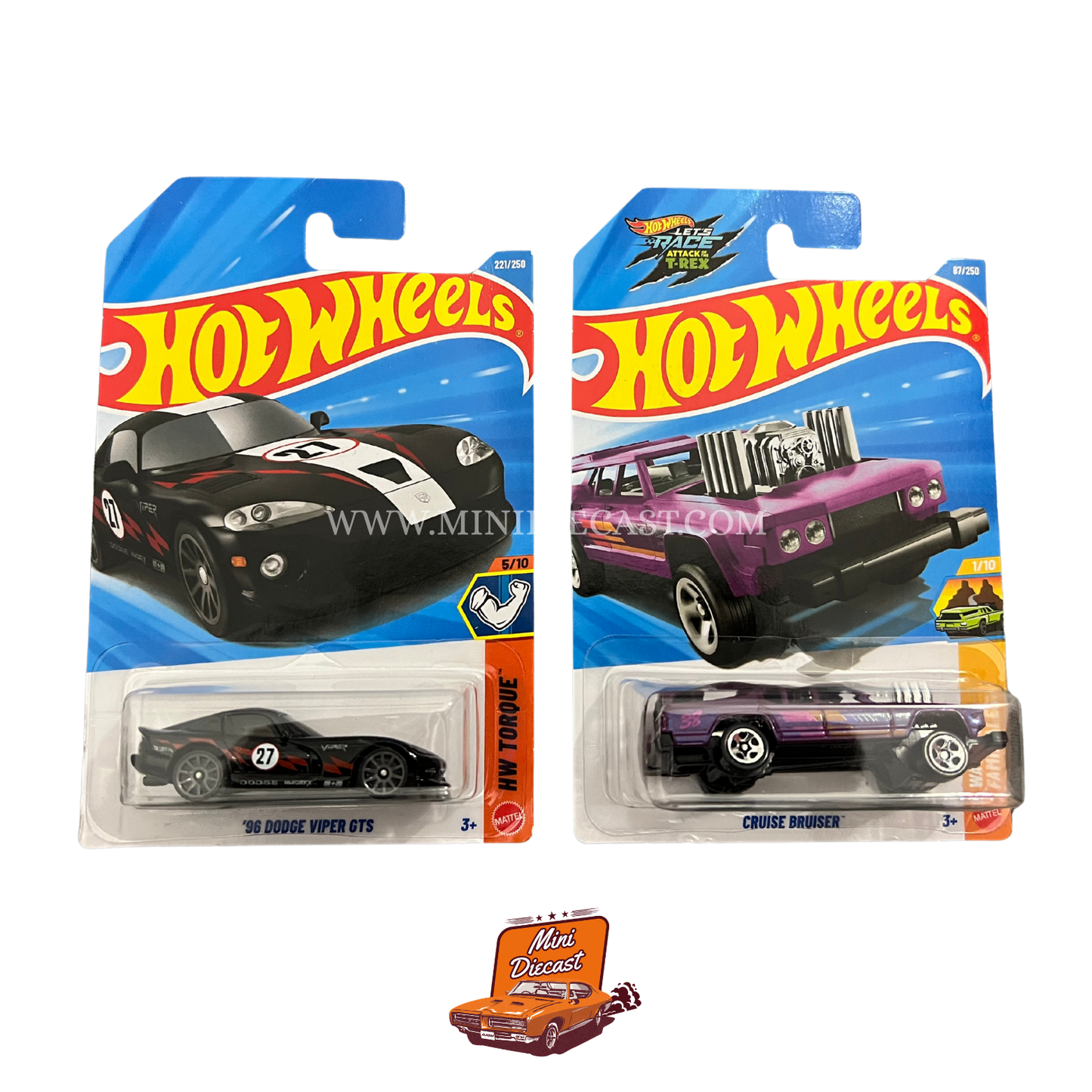 Hot Wheels Mainline (Set of 2) – '96 Dodge Viper GTS / Cruise Bruiser