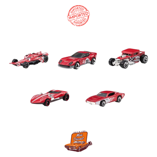 Hot Wheels 2025 “Mattel 80th Anniversary Ruby Red” 5-Pack (Sealed / Imported)