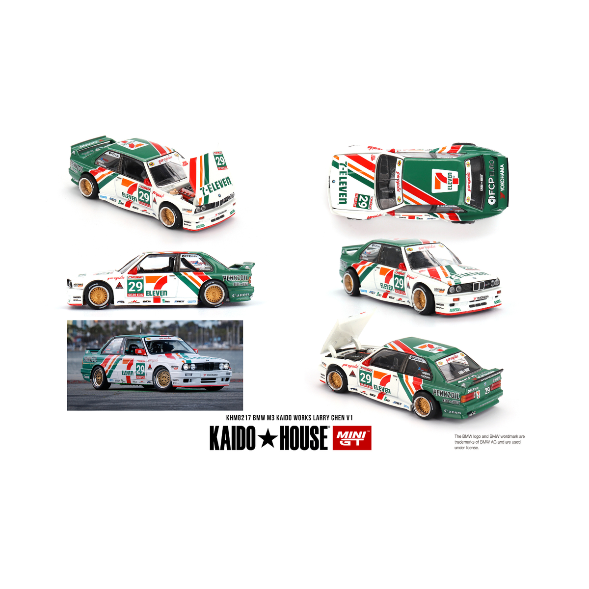 Mini GT Kaido House #217 BMW M3 Kaido Works Larry Chen V1 7-Eleven Livery