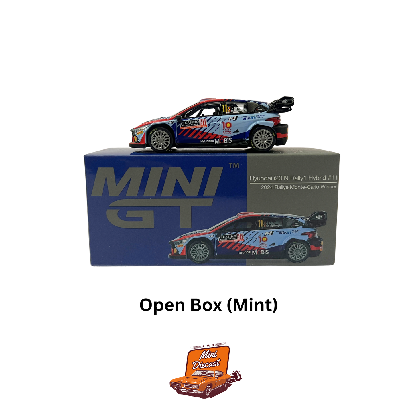 Mini GT – Hyundai i20 N Rally1 Hybrid #11 (2024 Rallye Monte-Carlo Winner) (Unsealed / Mint Condition)