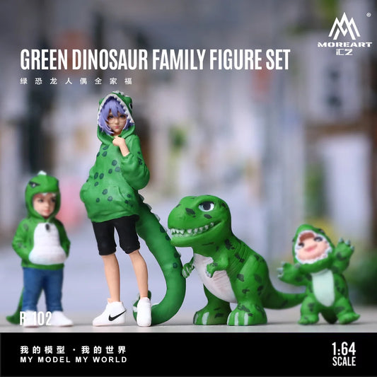 MoreArt Green Dinosaur Figure Family Set Realistic Resin Model (MO223102)