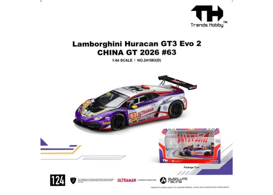 Trends Hobby Lamborghini Huracan GT3 EVO2 Absolute Racing China GT 2026 #63 Ultraman (241083(D))