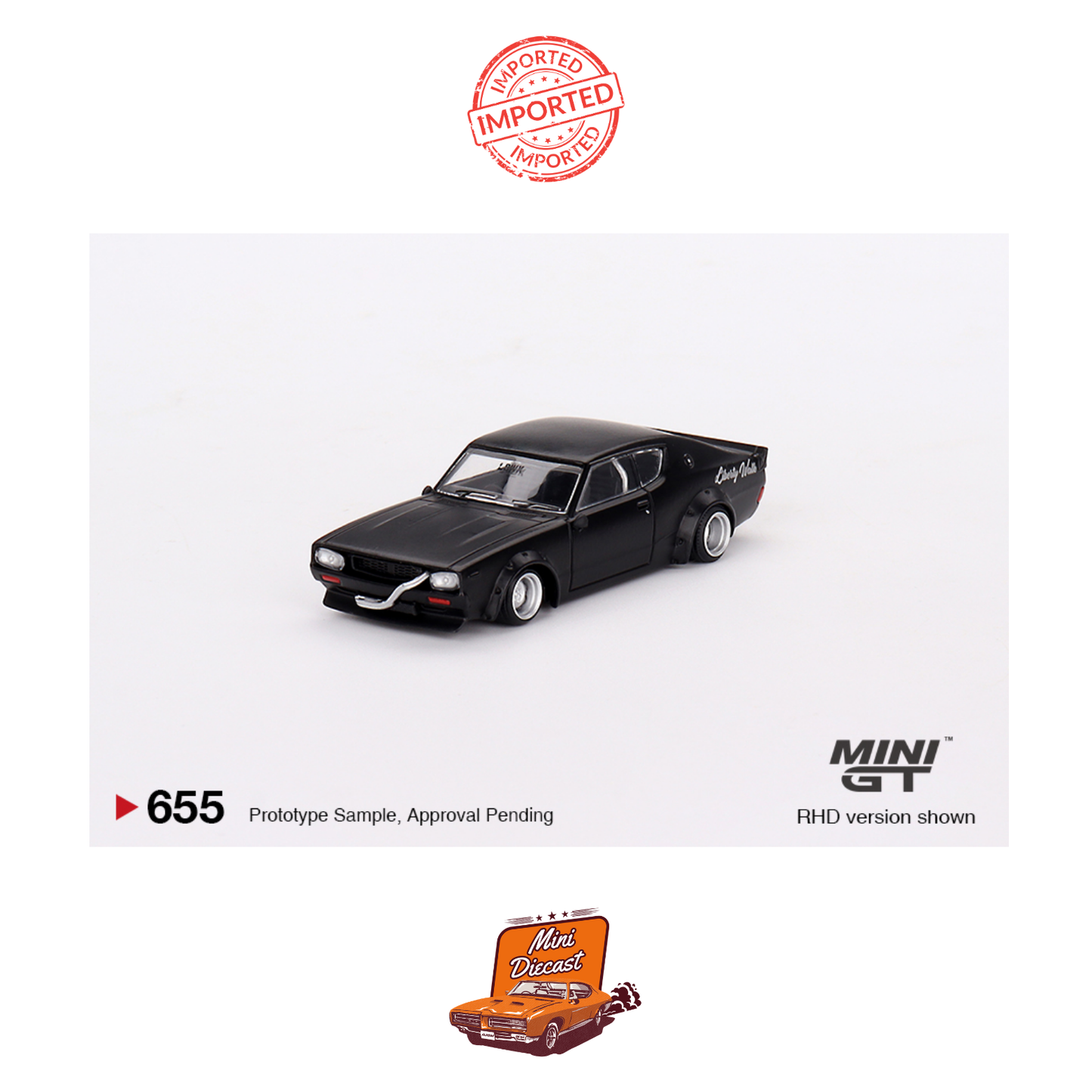 Mini GT #655 Nissan Skyline Kenmeri Liberty Walk (Matt Black)