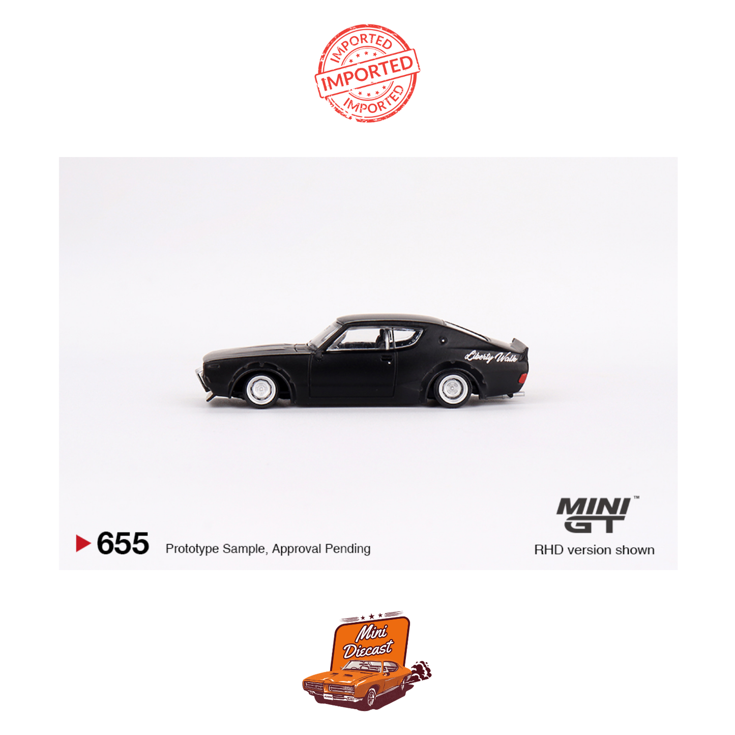Mini GT #655 Nissan Skyline Kenmeri Liberty Walk (Matt Black)