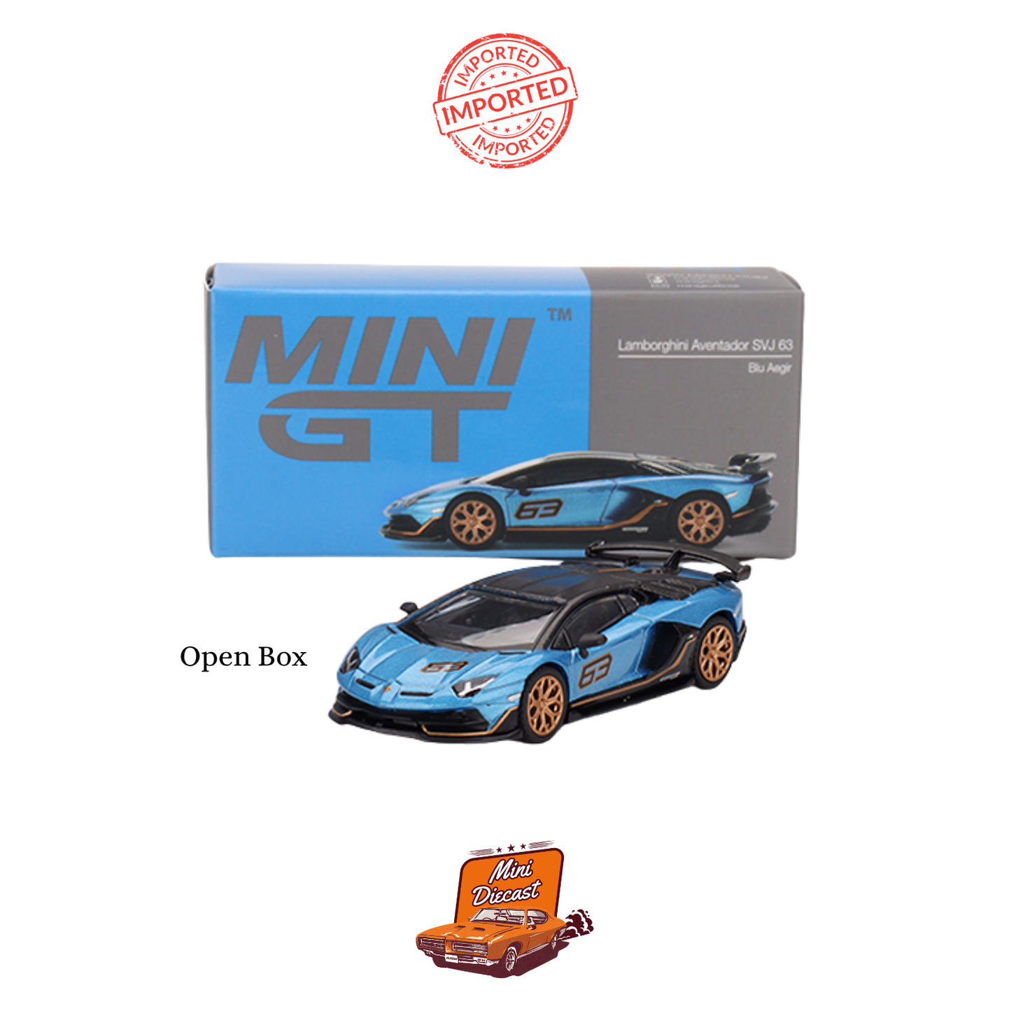 Mini GT #784 Lamborghini Aventador SVJ 63 (Blu Aegir) (Open Box)