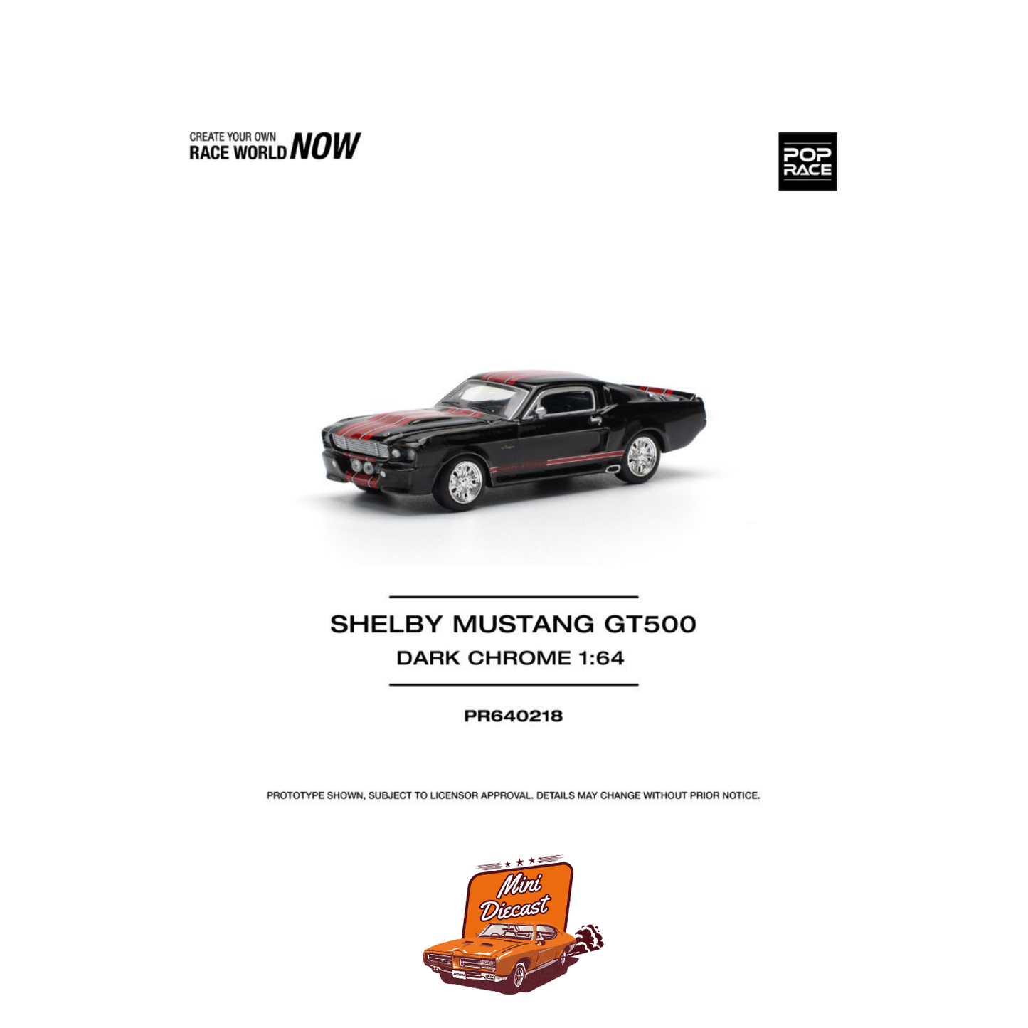 Pop Race Shelby Mustang GT500 Dark Chrome (PR64-218)