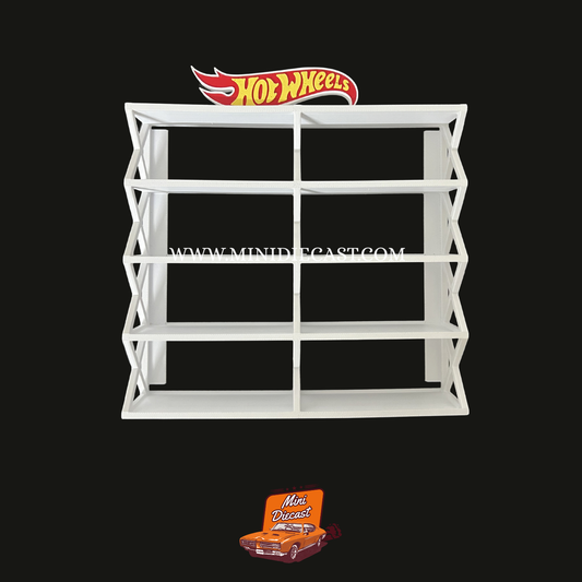 Hot Wheels 10 Rack Stand with Logo (White) (1:64 Scale Cars)