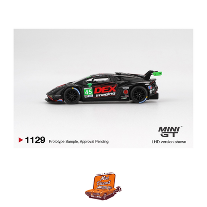 Mini GT #1129 Lamborghini Huracán GT3 EVO2 No.45 DEX Imaging (2024 IMSA D) – Coming Soon (ETA: Jan End 2026)