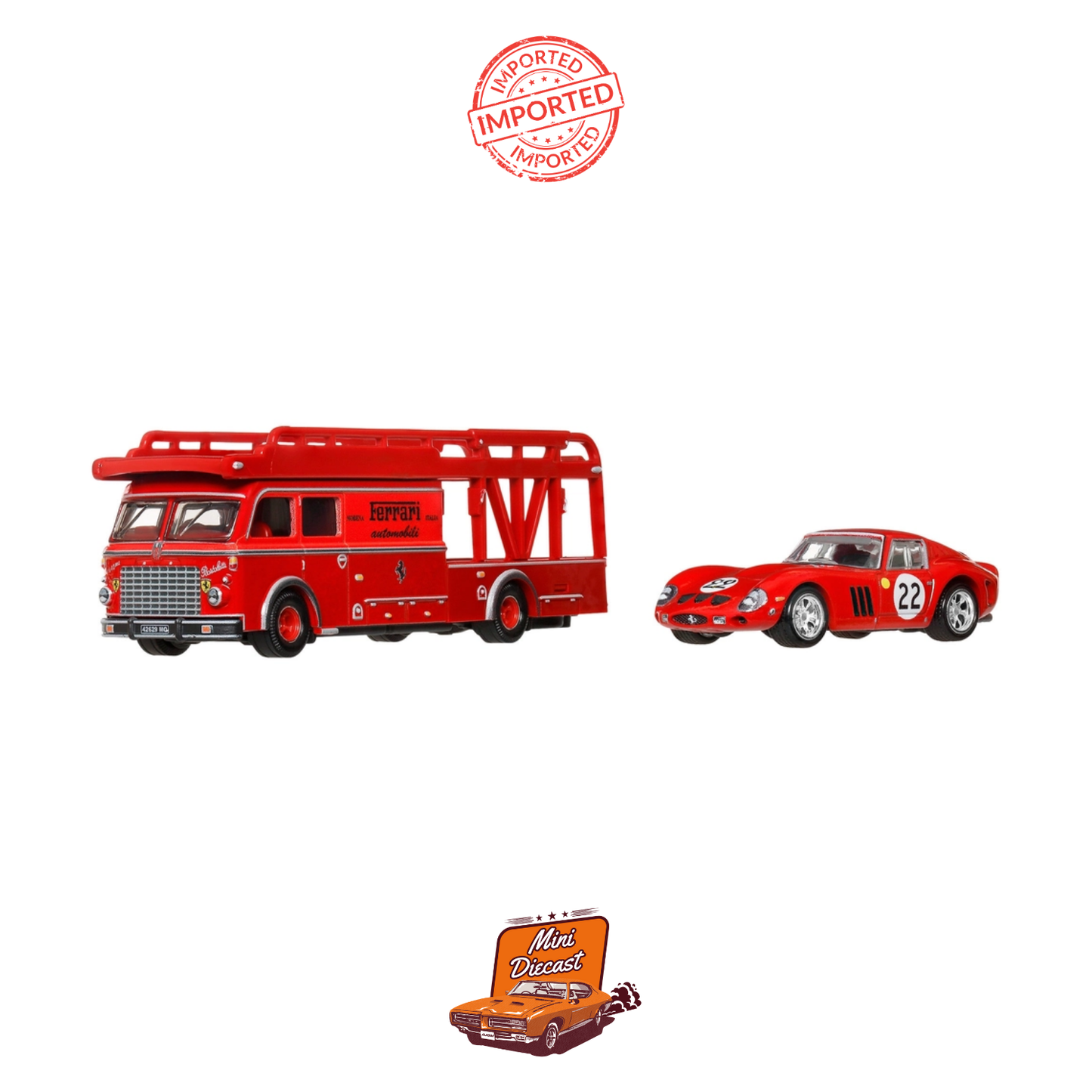 Hot Wheels Premium Team Transport Ferrari 250 GTO & Fiat 642 RN2 Bartoletti 2 Pack (Imported)