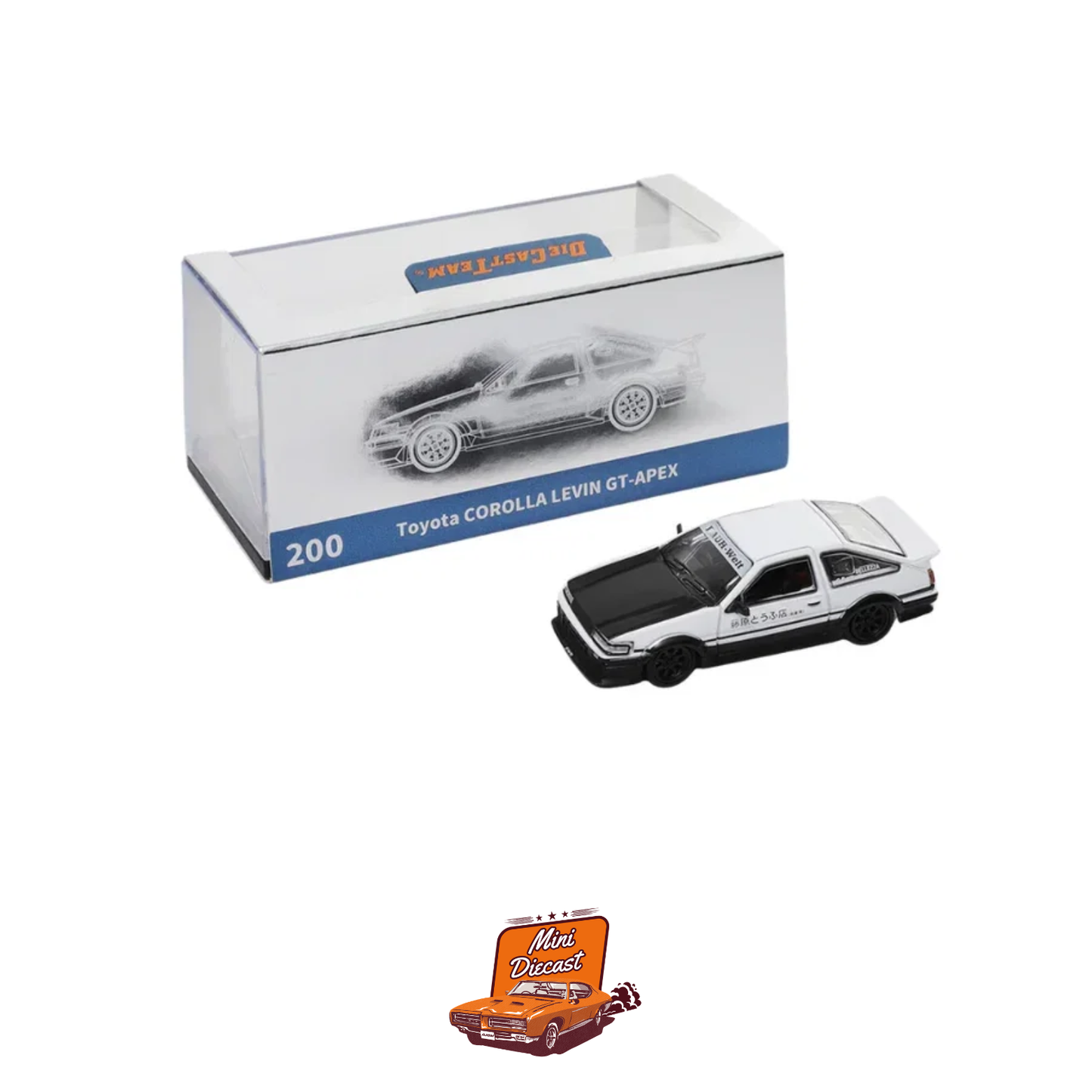 DCT Toyota Corolla Levin GT-APEX (AE86) Panda Black Hood Black & White 1:64