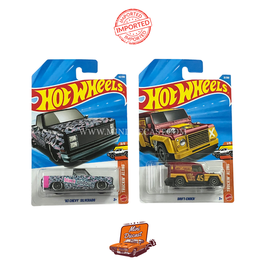 Hot Wheels Mainline (Set of 2) – ’83 Chevy Silverado / Drift-Ender (Imported)