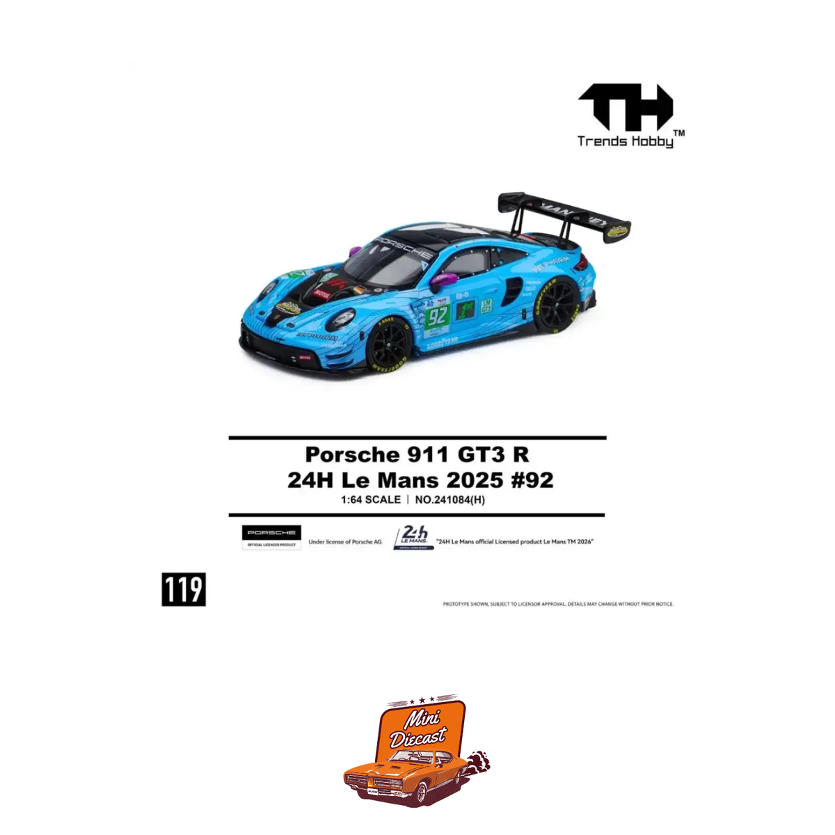 Trends Hobby Porsche 911 GT3 R Le Mans 24H 2025 #92 LMGT3 Winner (241084(H))