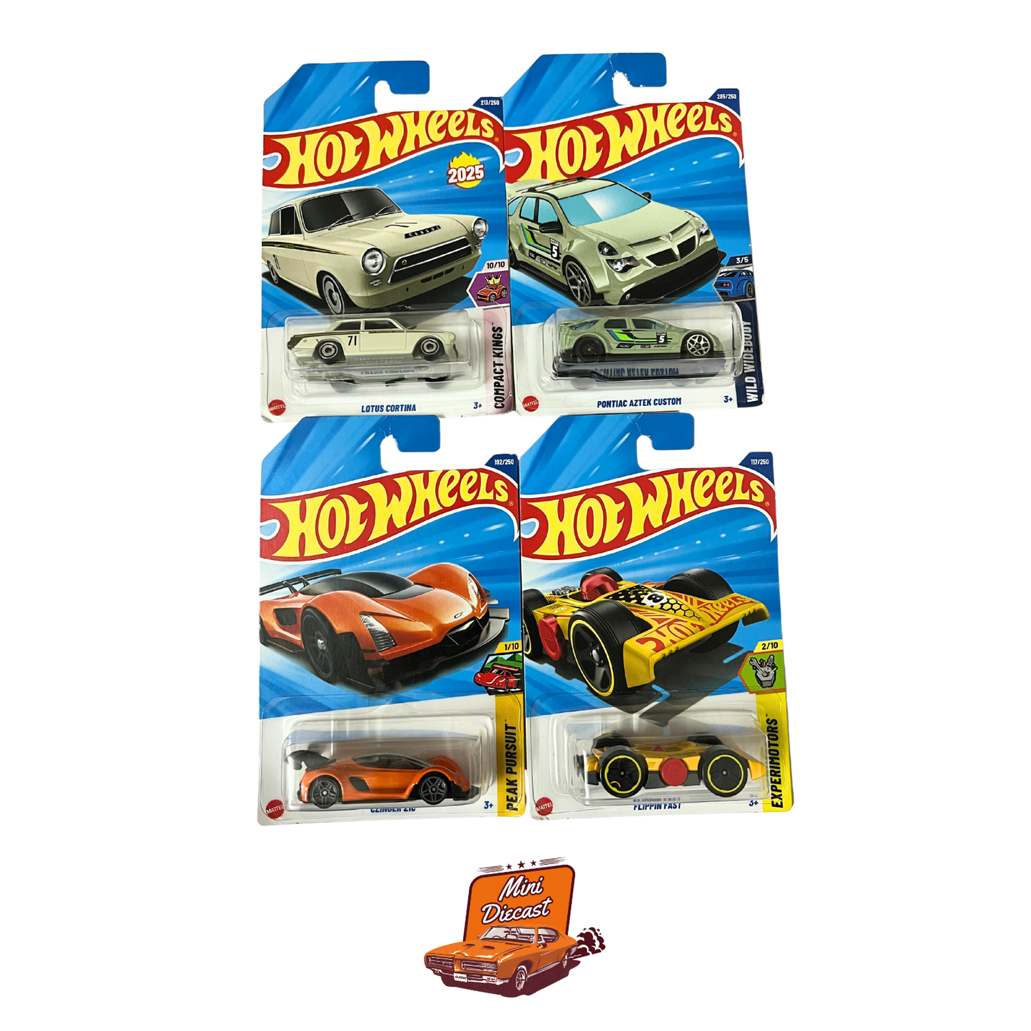 Hot Wheels Mainline (Set of 4) – Lotus Cortina / Pontiac Aztek Custom / Czinger 21C / Flippin Fast