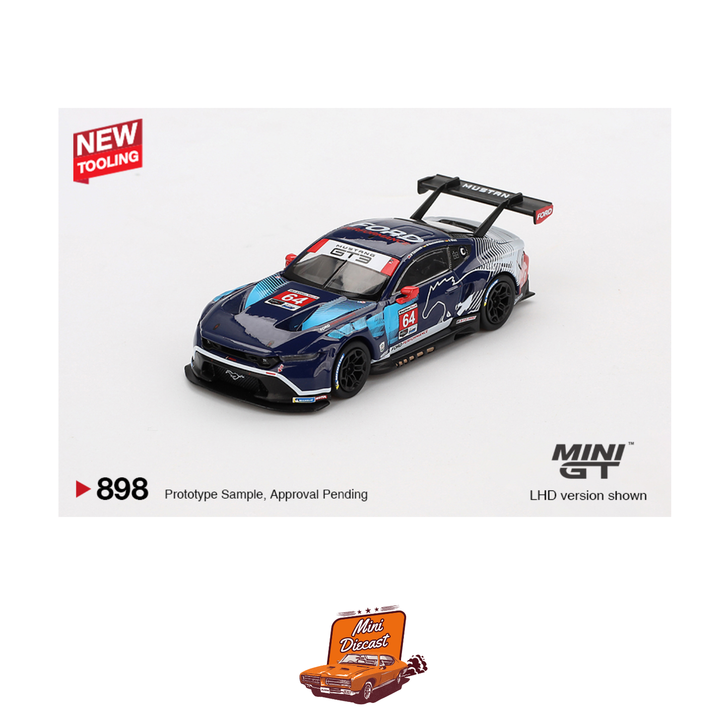 Mini GT #898 Ford Mustang GT3 #64 Ford Multimatic Motorsports 2024 IMSA Daytona 24 Hrs