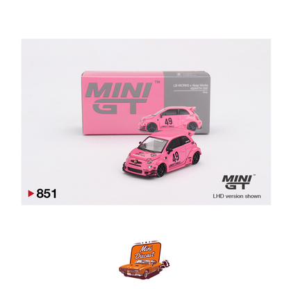 Mini GT #851 ABARTH 595 LB-WORKS x Abas Works Pink