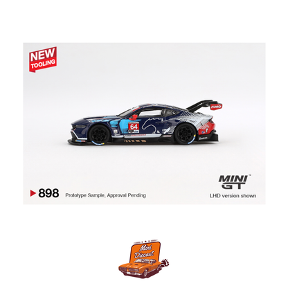 Mini GT #898 Ford Mustang GT3 #64 Ford Multimatic Motorsports 2024 IMSA Daytona 24 Hrs