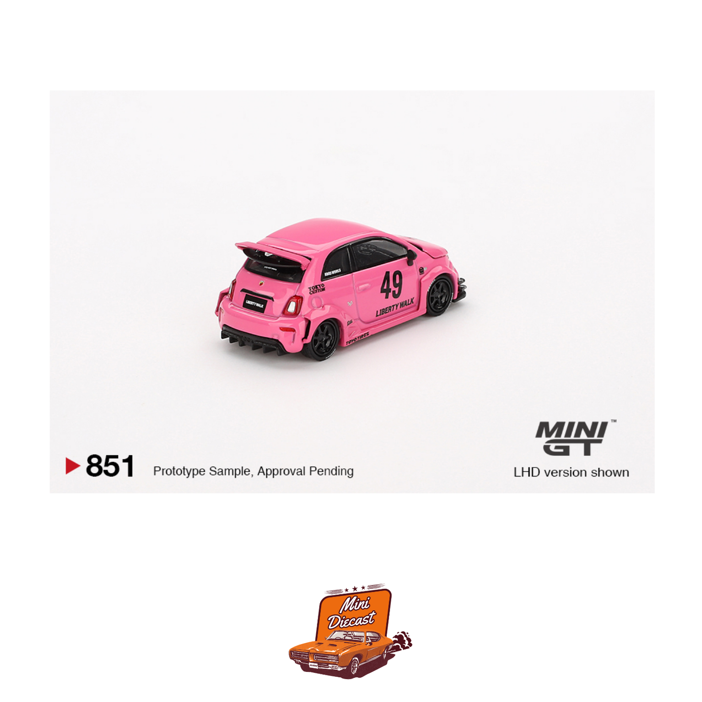 Mini GT #851 ABARTH 595 LB-WORKS x Abas Works Pink