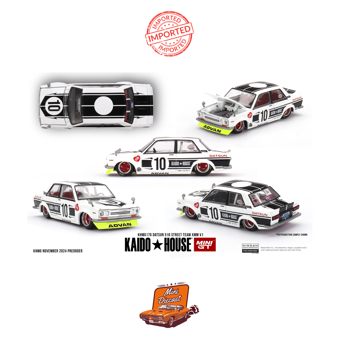 Mini GT #176 Kaido House Datsun 510 Street Team XMM V1