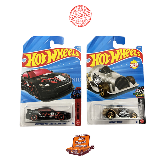 Hot Wheels Mainline (Set of 2) – 2020 Ford Mustang Shelby GT500 / Instant Boost (Imported)