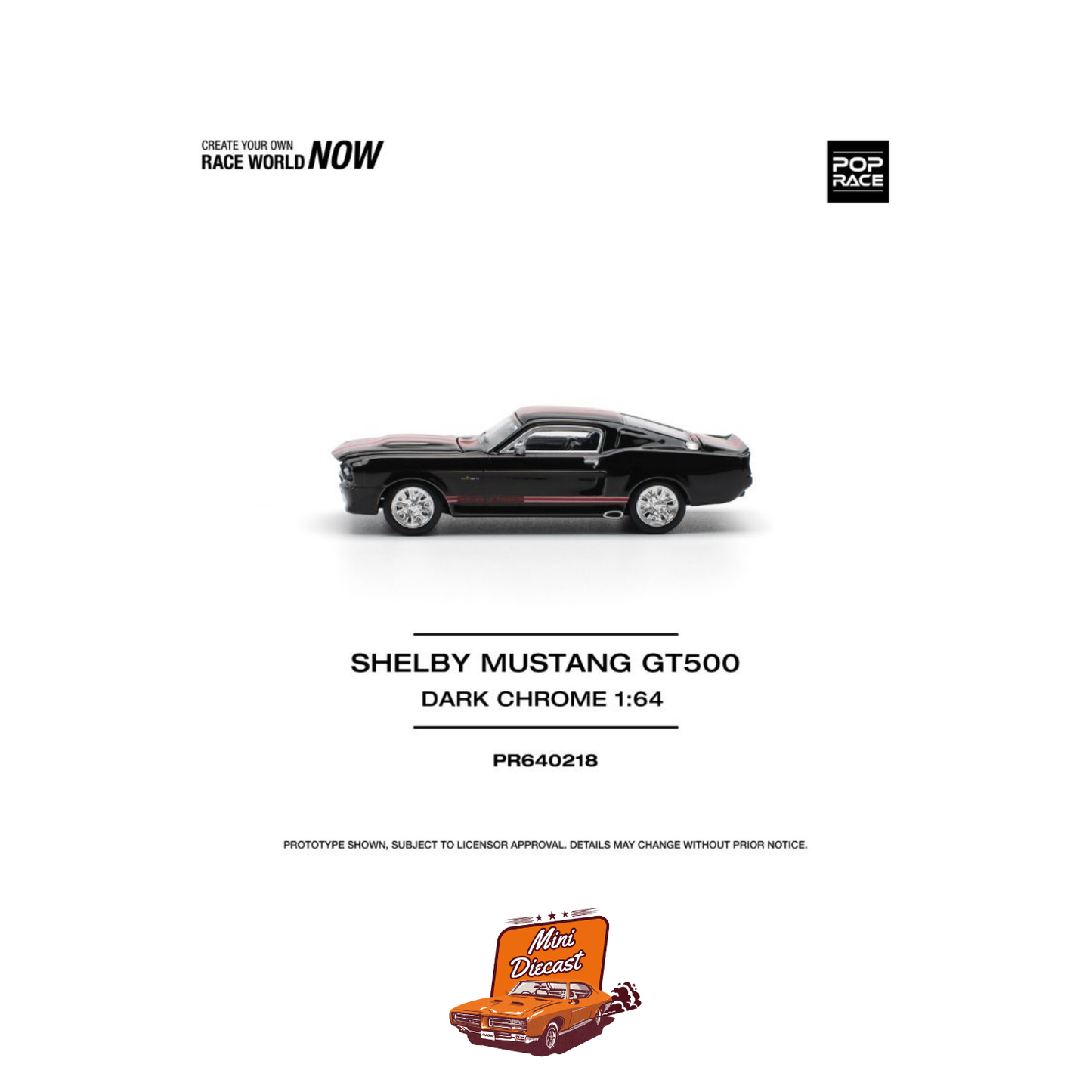 Pop Race Shelby Mustang GT500 Dark Chrome (PR64-218)