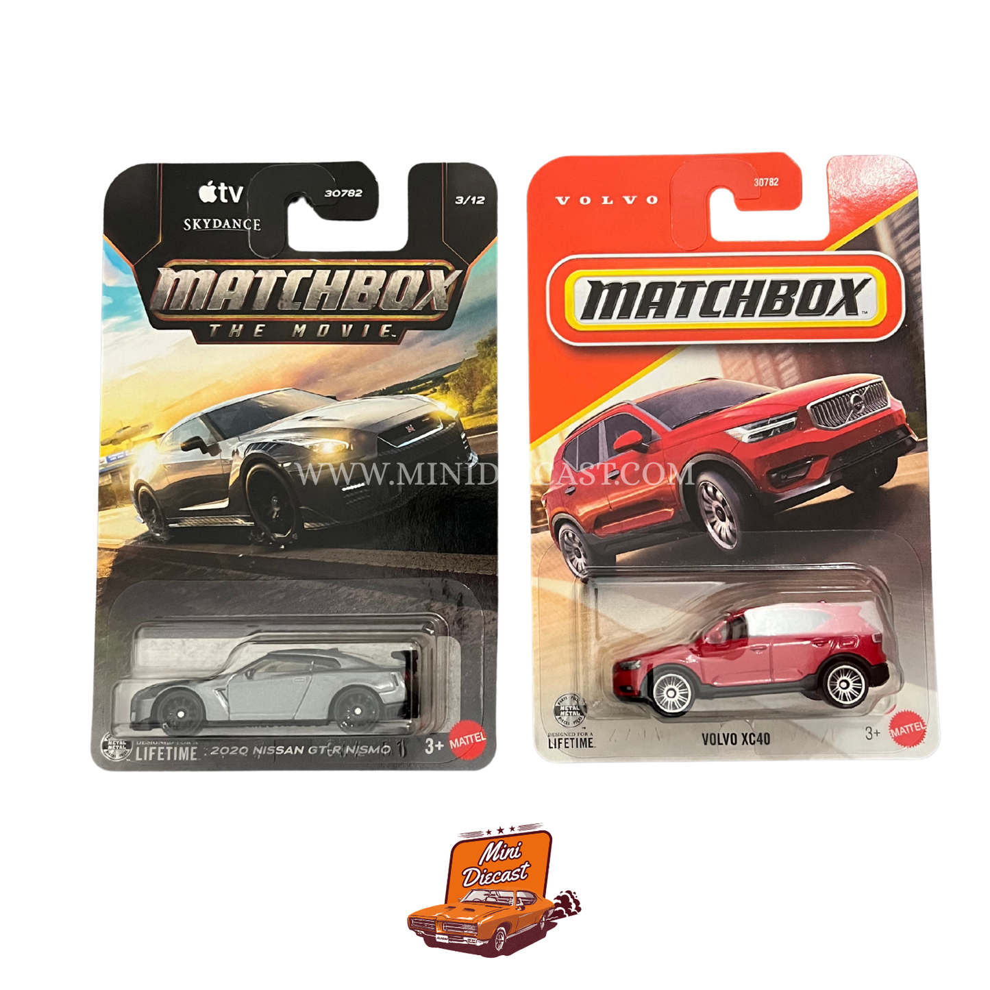 Matchbox (Set of 2) – 2020 Nissan GT-R NISMO / Volvo XC40